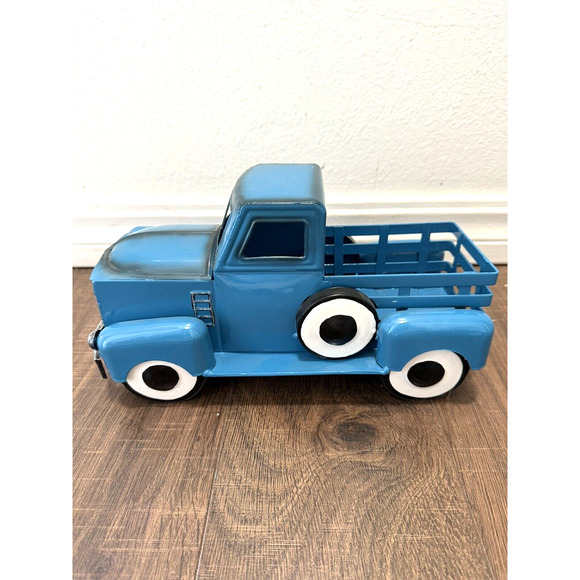 Blue Metal Tree Farm Truck Seasons Greetings Decor - Picture 7 of 7